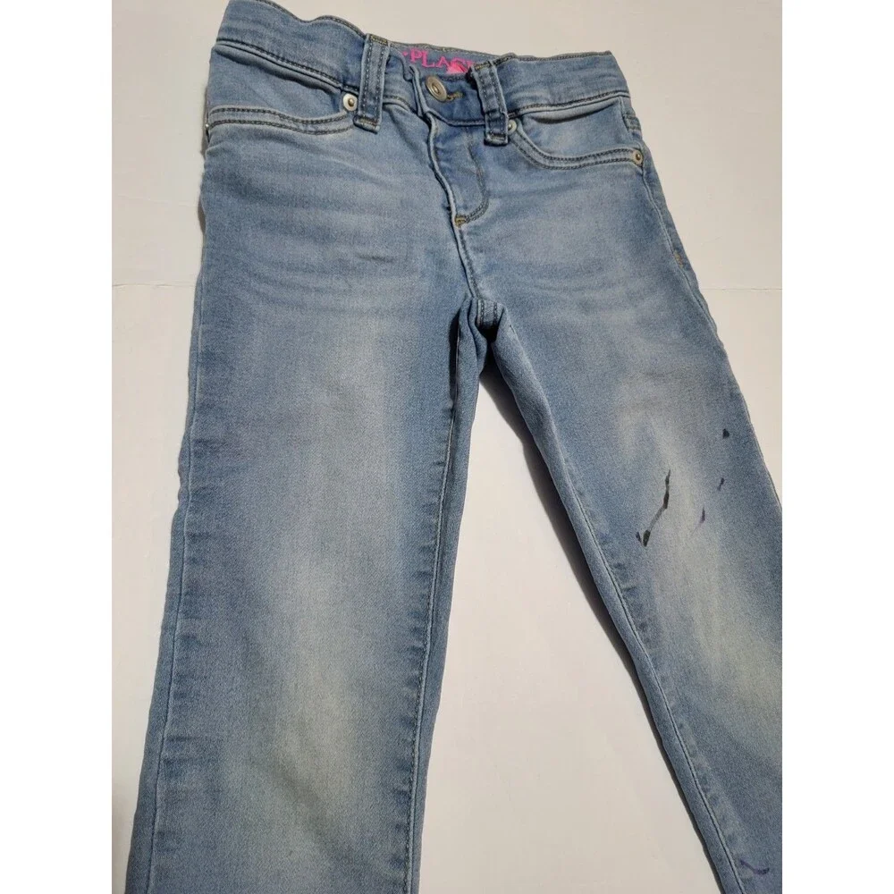 ​Childrens Place Girls Size 6/7 Skinny Jean Leggings Denim Adj Waist Medium Wash